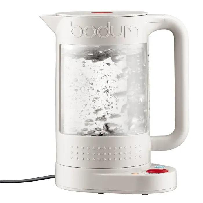 Bouilloire électrique double paroi - BODUM - BISTRO - 1500 W - 11 L - 5 températures - Intérieur en verre - Blanc
