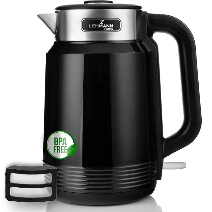 Bouilloire Électrique En Acier Inoxydable 2 L 2200W Chauffage Rapide Double Paroi Base 360° Arrêt Automatique Et Protec[CA378]