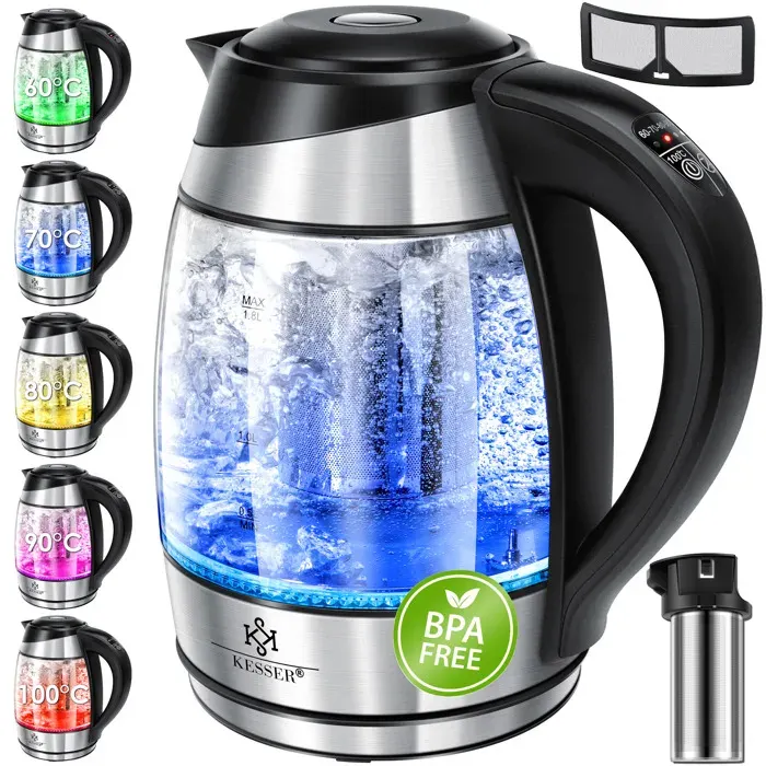 Bouilloire électrique en verre et acier inoxydable - KESSER - Capacité 18 l - Puissance 2200 W