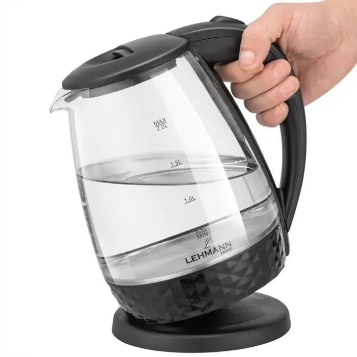 Bouilloire électrique - LEHMANN - Aqua Glass 30 - 2 L - 2200W - Verre rétroéclairage LED