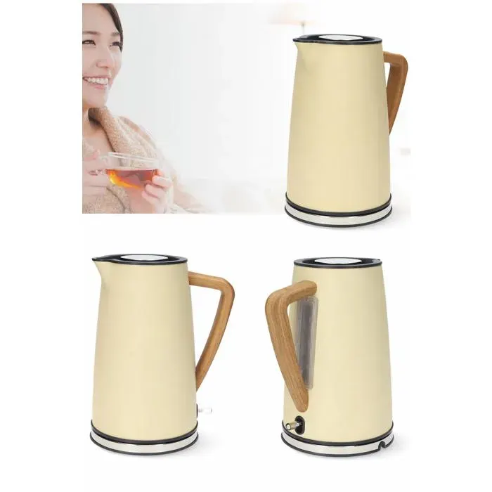 Bouilloire électrique - LIVOO - Vintage - 17 L - 2200 W - Acier inoxydable aspect bois