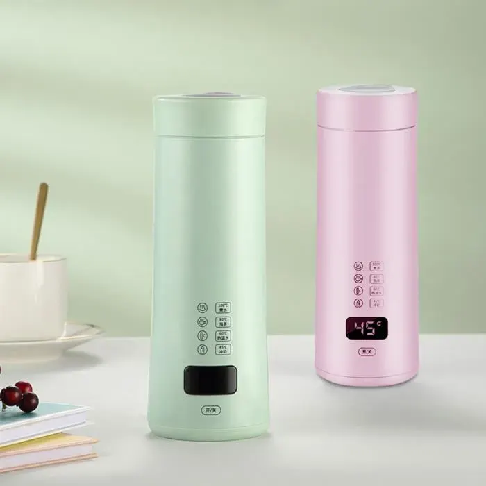 Bouilloire électrique - MOMOTOU - Portable 450ml - 4 réglages de température - Acier inoxydable - Rose