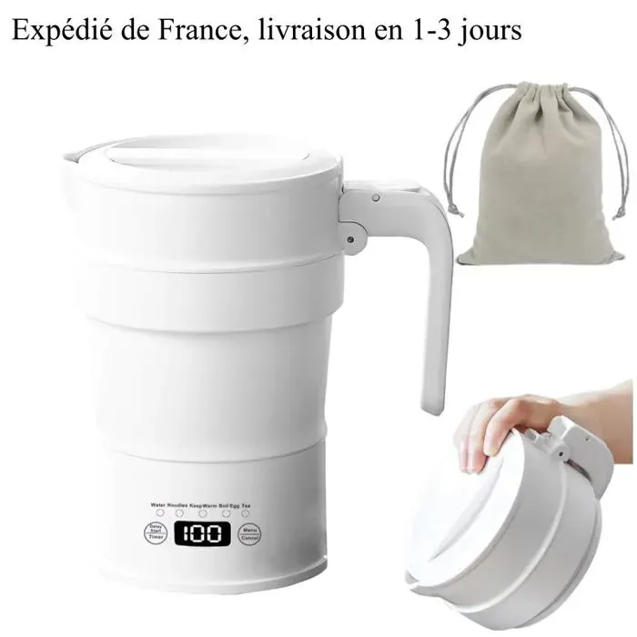 Bouilloire Électrique pliable - 600 Watt - 06 Litres - Blanc -Idéale pour le camping et les voyages