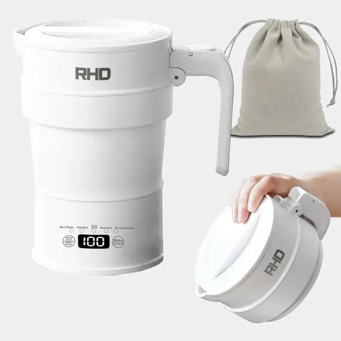 Bouilloire électrique pliable - CHOUMICHA - 07L - Silicone sans BPA - Panneau multifonctionnel - Blanc