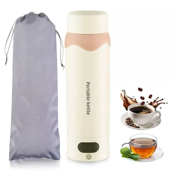 Bouilloire électrique portable 450ml acier inoxydable 316 écran LCD 6 niveaux de température double alimentation 220V et USB