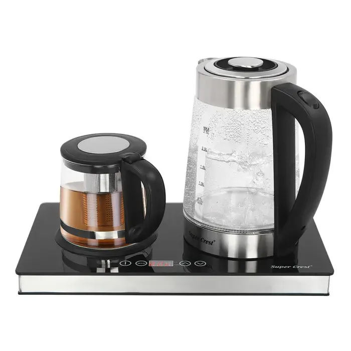 Bouilloire électrique puissante en verre avec arrêt automatique petite théière 25 l + 1 l 1800 W