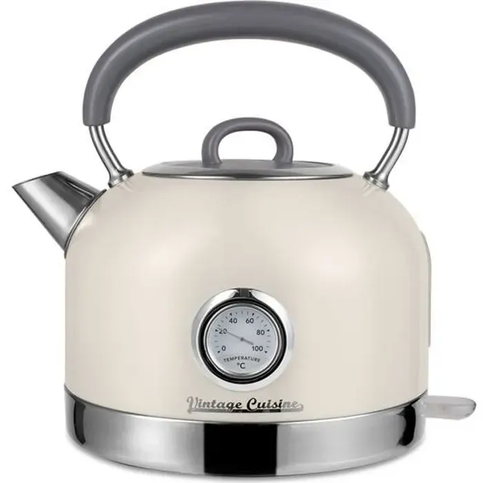 BOUILLOIRE ÉLECTRIQUE RÉTRO VINTAGE CUISINE AVEC THERMOMÈTRE - CRÈME