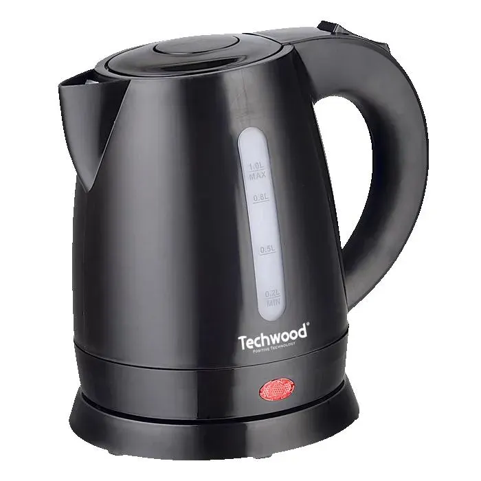 Bouilloire Electrique Techwood TB-1036 Capacité 1L - 1600W Arrêt de sécurité en cas de surchauffe Indicateur niveau deau noir