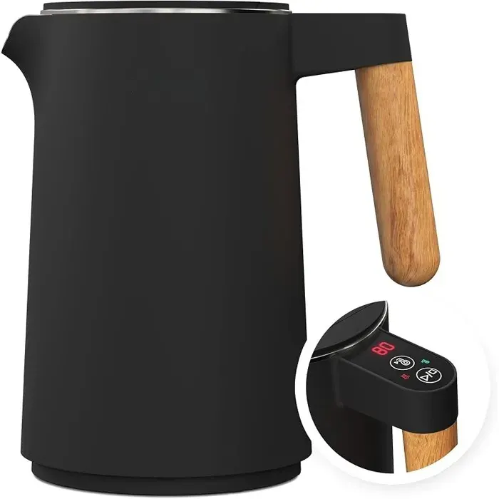 Bouilloire Electrique temperature reglable Bouilloire inox 45 °C - 100 °C double paroi sans BPA garde la chaleur15 L noire