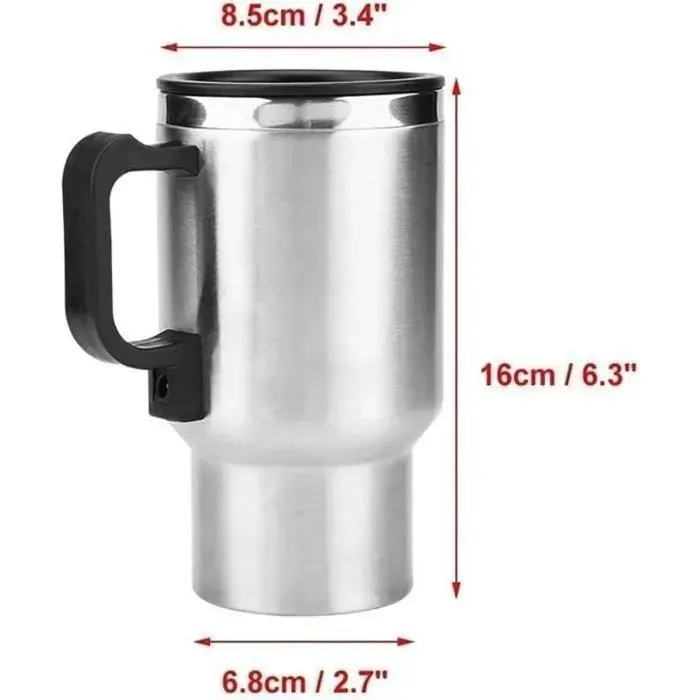 Bouilloire électrique voyage - Alimentation 12V voiture Thermos intégré - Road trip - Acier inoxydable 450ml