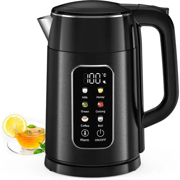 Bouilloire ElectriqueEbullition Rapide17L Bouilloire Inox 2200w Écran NumériqueFonction de Maintien au Chaud 120 min