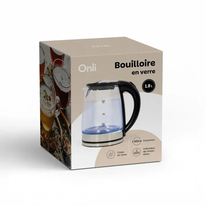 Bouilloire en verre - ONLI - ON1015N - 18 L - 1500 W - Filtre anticalcaire