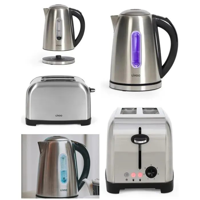 Bouilloire et Grille-pain - LIVOO - 17 L - 2200 W - Acier Inoxydable - Multifonction