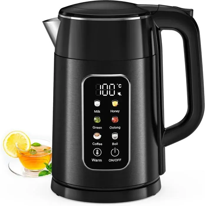 Bouilloire Inox 17L 2200W Écran Numérique 6 Températures 40-100°C Maintien Au Chaud 120 Min Silencieuse