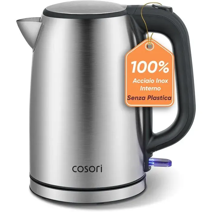 Bouilloire Inox 17L 2200W Sans Plastique Au Contact De L’Eau Technologie Strix Ébullition Rapide Base 360°