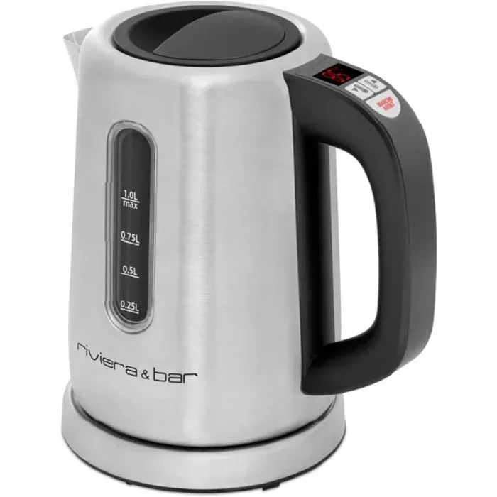 Bouilloire Inox 1L Température Réglable Écran Digital Maintien Au Chaud Socle 360° Protection Surchauffe