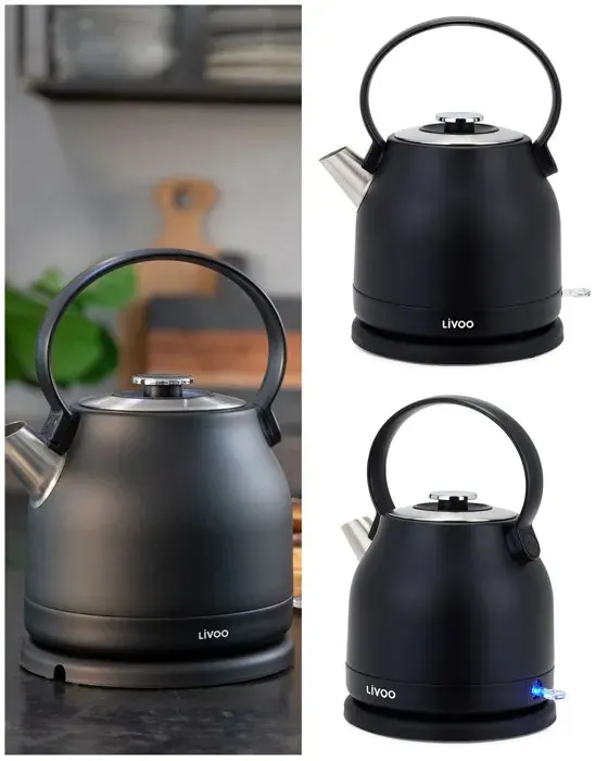 Bouilloire Inox Rétro - NOIRE - 15L - 2200W - Sans Fil - Arrêt Automatique