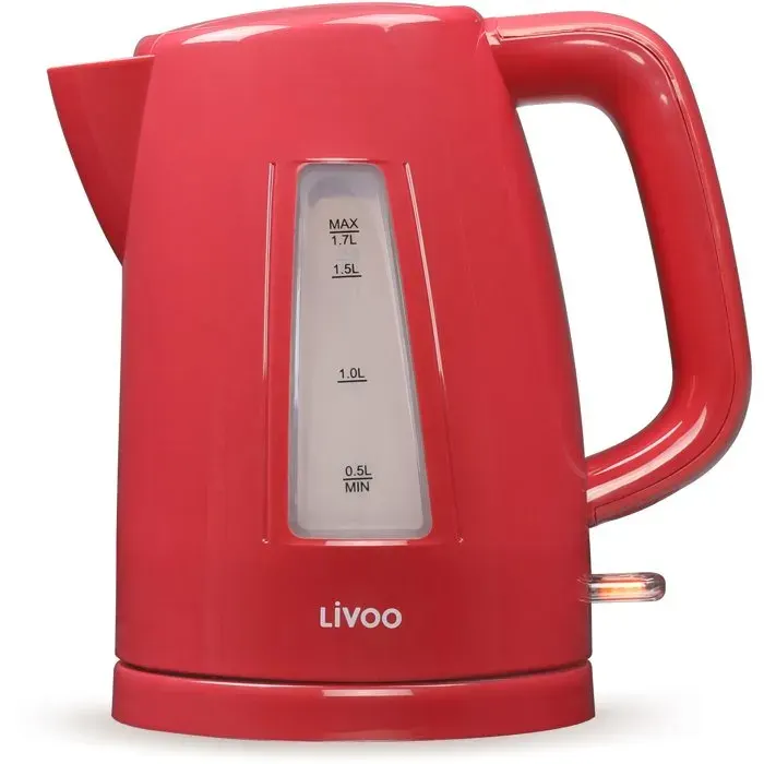 Bouilloire - LIVOO - DOD184RC - 2200 W - 17 L - Socle 360° - Rouge