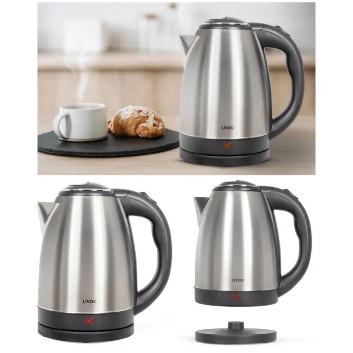 Bouilloire - LIVOO - INOX GRISE - 18L - Sans Fil - 1500W - Arrêt Automatique