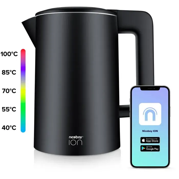 Bouilloire - Niceboy - ION SmartKettle - 17 L - 2200 W - Noir - Contrôle de température