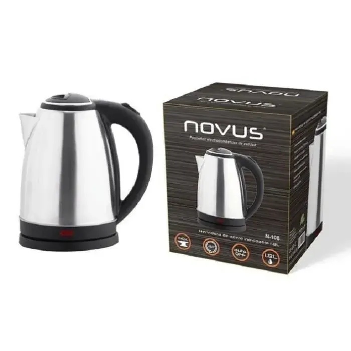 Bouilloire - NOVUS - N-108 - Capacité 1.8L - Résistance cachée - Arrêt automatique - Interrupteur marche/arrêt