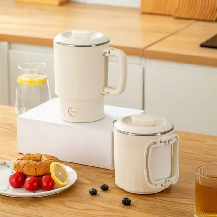 Bouilloire petite bouilloire électrique portable mini bouilloire de voyage pliable de 08 L acier inoxydable 304 pli Étiquette