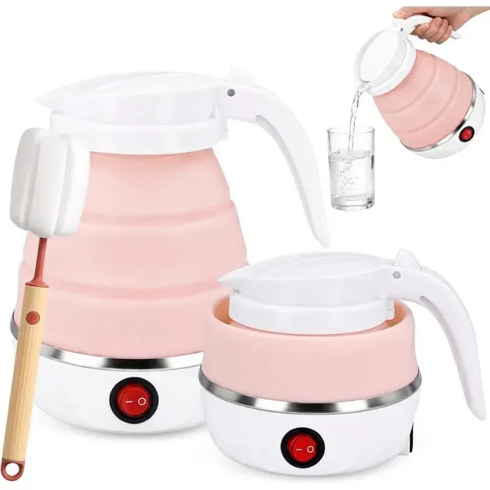 Bouilloire Pliable 600 Ml - Bouilloire De Voyage Portable En Silicone Avec 1 Pliante - Mini Bouilloire Électrique En Silicone Pour