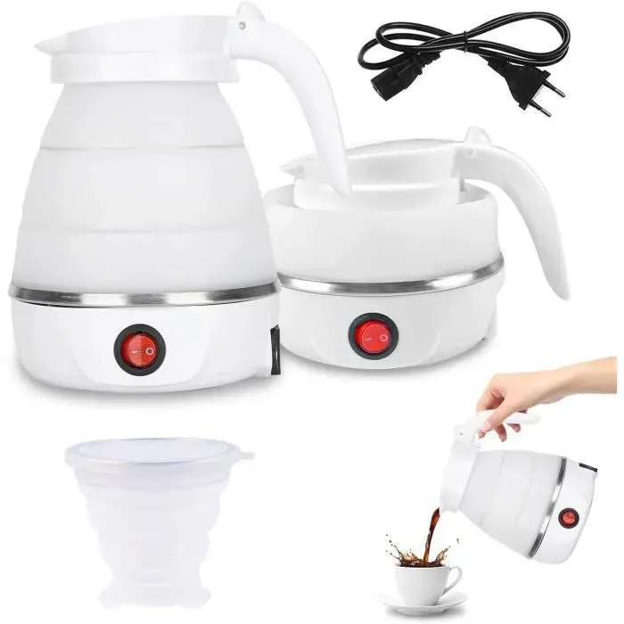 Bouilloire Pliable De 600 Ml Bouilloire De Camping Pliable Avec Gobelet Pliable Bouilloire De Voyage Portable En Silicone [n938]
