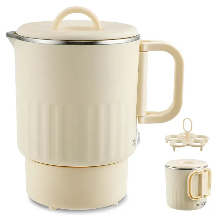 Bouilloire pliable noire de 100 ml pour le camping et les voyages - 600 W acier inoxydable 304 double paroi