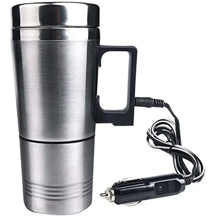 Bouilloire pour voiture - TRAHOO - 12V/24V - Inox 304 - Isolation sous vide - Câble allume-cigare inclus