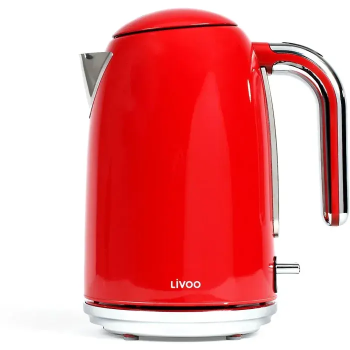 Bouilloire rétro - LIVOO - DOD180R - 2200 W - 17 L - Socle 360° - Rouge