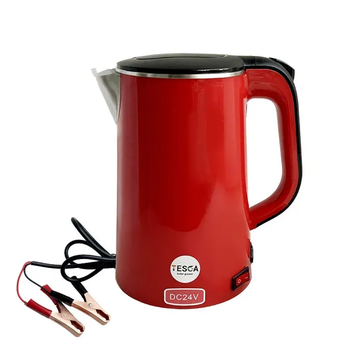 Bouilloire solaire 12v dc grande capacité 1.8L avec clip de batterie pour la cuisson