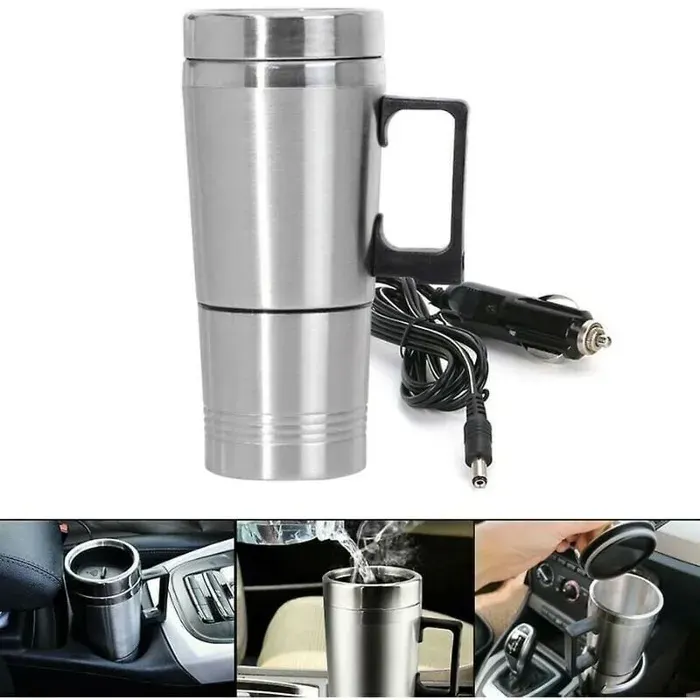 Bouilloire / tasse chauffante voiture 300 ml 12V en acier inoxydable — maintien au chaud prise allume‑cigare