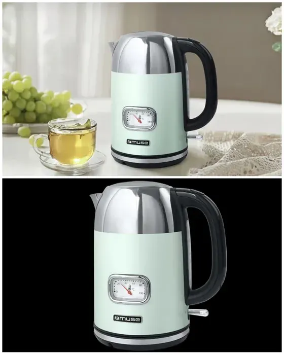 Bouilloire - Vintage - 1.7L - 2200W - Sans fil - Acier inoxydable 304