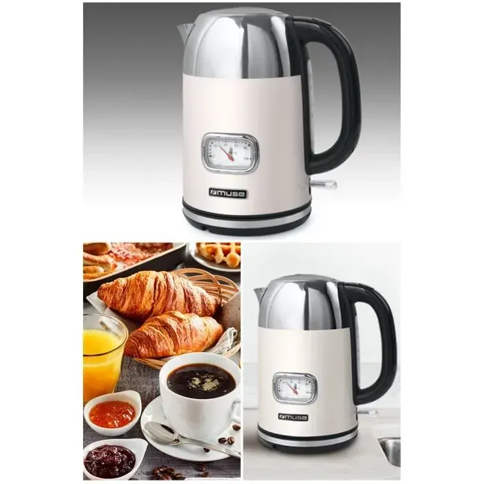 Bouilloire - Vintage - 2200W - 1.7L - Sans fil - Acier inoxydable 304