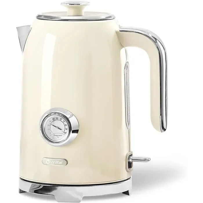 Bouilloire - Wiltal - 17 L - 2200 W - Rétro - Acier inoxydable - Crème