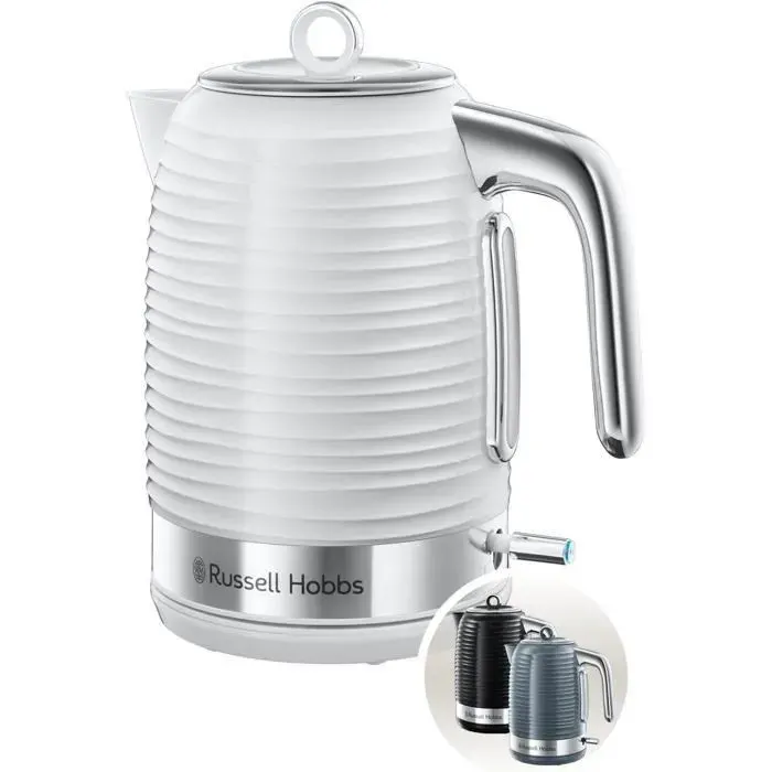 Bouilloires électriques-Fleuve-Bouilloire Inspire blanc1.7L 2400Winoxébullition rapidefiltre anticalcaire BOUILLOIRE ELECTRIQUE