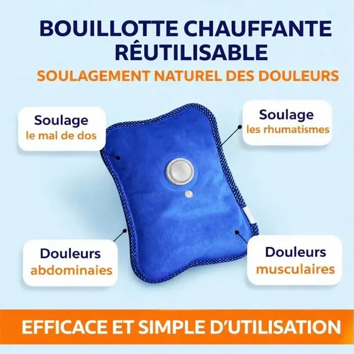 Bouillotte chauffante électrique - CELLUSTOP - Rechargeable - Chauffage 8 min - Autonomie 120 min - 600W