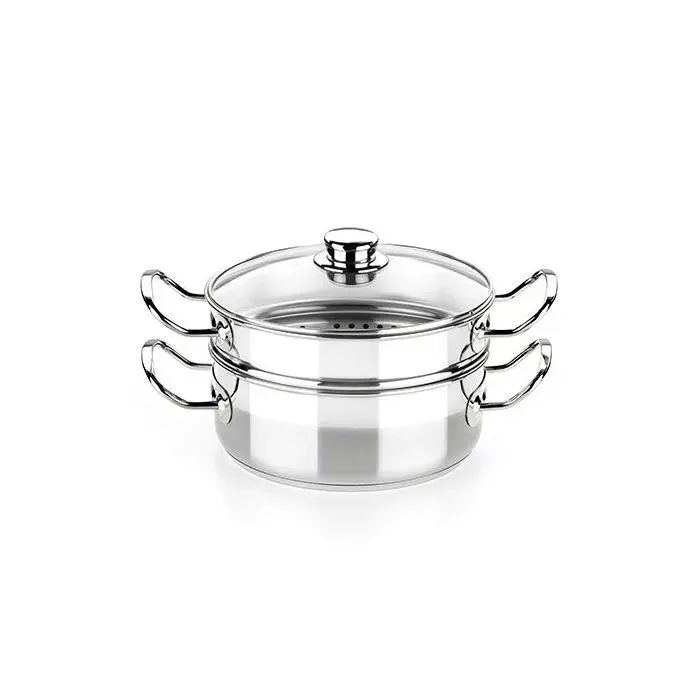 BRA Profesional Cuiseur vapeur avec couvercle en verre de 24 cm inox 18/10 full induction adapté à toutes les cuisines dont