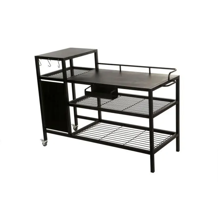 BRASERO Chariot pour Plancha - 128x60x89 cm - Pour plancha jusquà 4 feux - Métal - Noir