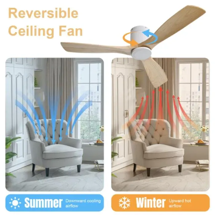 Brasseur d’air plafond 132 cm 3 pales en bois massif télécommande 6 vitesses timer