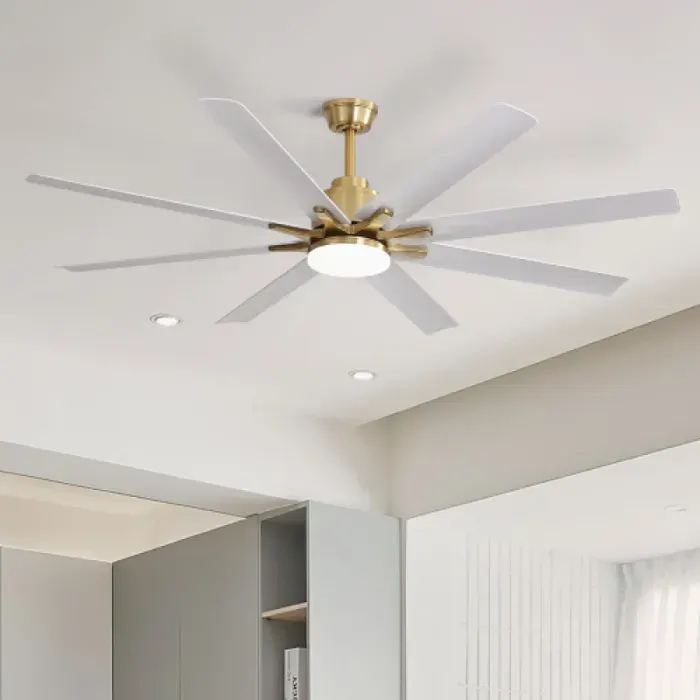 Brasseur d’air plafond 132cm avec éclairage 8 pales ABS et télécommande adapté salon et chambre à coucher