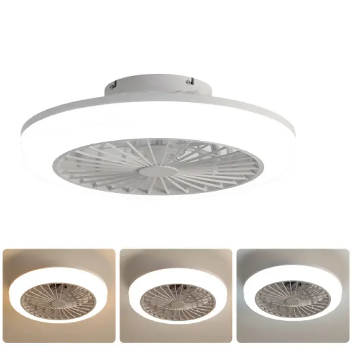 Brasseur d’air plafond fermé 46cm sans pale montage affleurant moderne éclairage et télécommande fournis