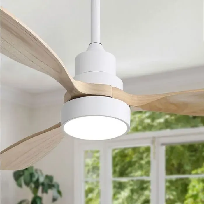 Brasseur d’air plafond silencieux 48 pouces aspect bois 3 pales moteur CC réversible fonction télécommande intégrée
