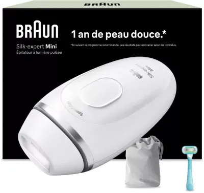 Braun - Epilateur Lumière Pulsée Ipl Pl1114 Silk-Expert Mini, 1 Teêt, 1 Rasoir Gillette Venus, 1 Pochette