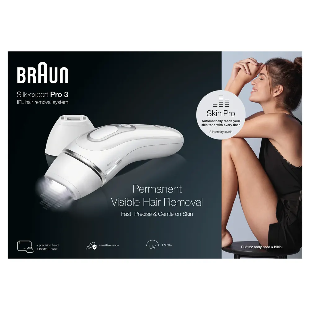 Braun - Epilateur Lumière Pulsée Ipl Pl3122 Silk-Expert Pro 3, 2 Têtes, 1 Rasoir Gillette Venus, Pochette — vue 3