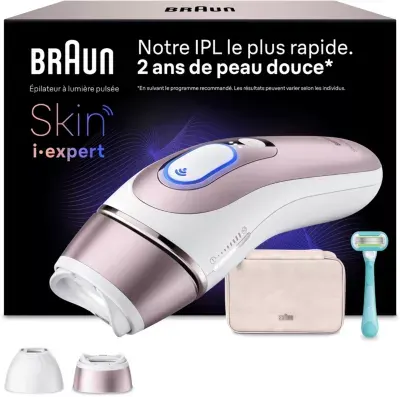 Braun - Epilateur Lumière Pulsée Ipl Pl7211 Skin I-Expert, 2 Têtes, 1 Rasoir Gillette Venus, 1 Pochette