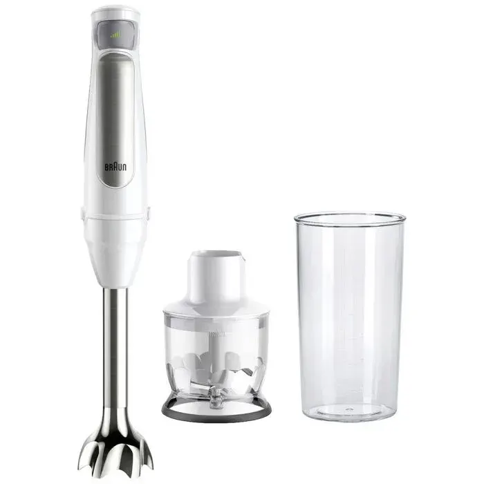Braun MQ7020 WH Mixeur plongeant 1000 W sans BPA réglage de la vitesse en continu avec blender blanc argent