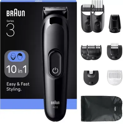 Braun - Tondeuse Multi Usages Aio 3560, 14 Hauteurs De Coupe, Précision 0,5 Mm, Autonomie 50 Mn