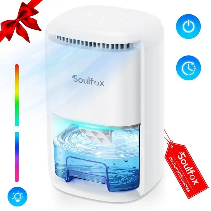 Brillsten Déshumidificateur 1L - 1000 ml/jour 7 couleurs LED Mode Sommeil 30 dB jusquà 28 m²
